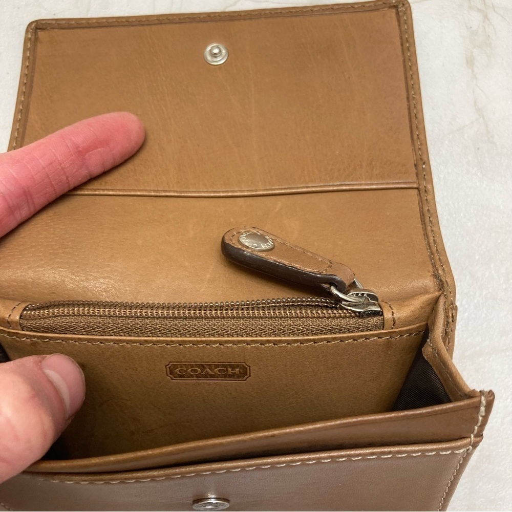 Coach vintage tan leather key ring card holder mini wallet - Picture 6 of 6